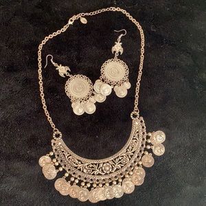 Boho necklace and earrings set
